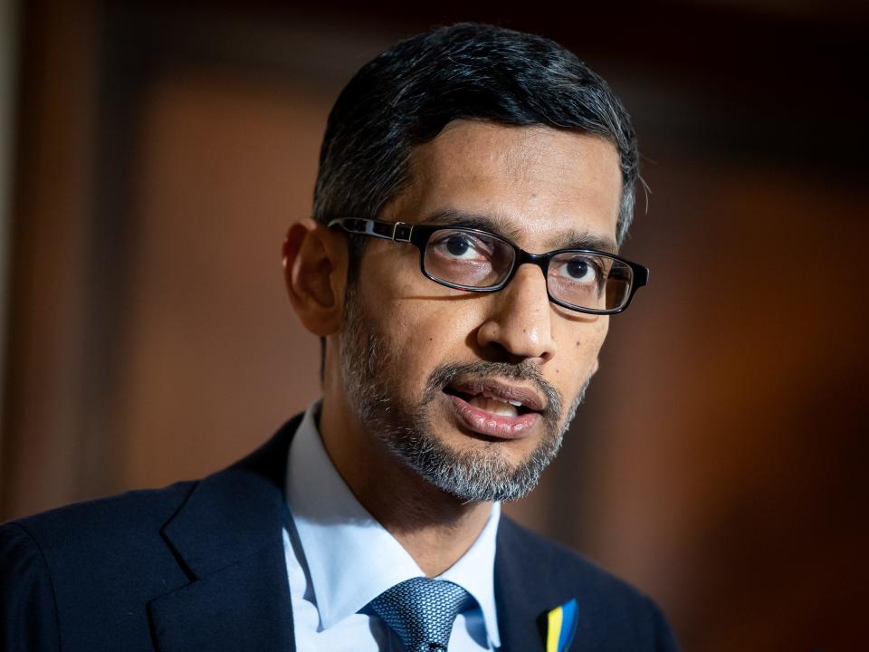 CEO of Alphabet and Google Sundar Pichai in Warsaw, Poland on March 29, 2022