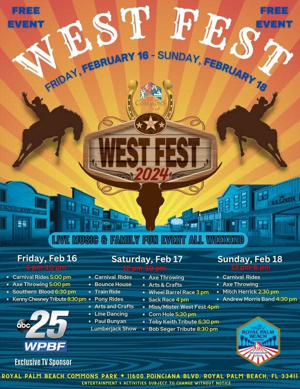 West Fest 2024 will be held Friday, Saturday and Sunday at Commons Park in Royal Palm Beach.