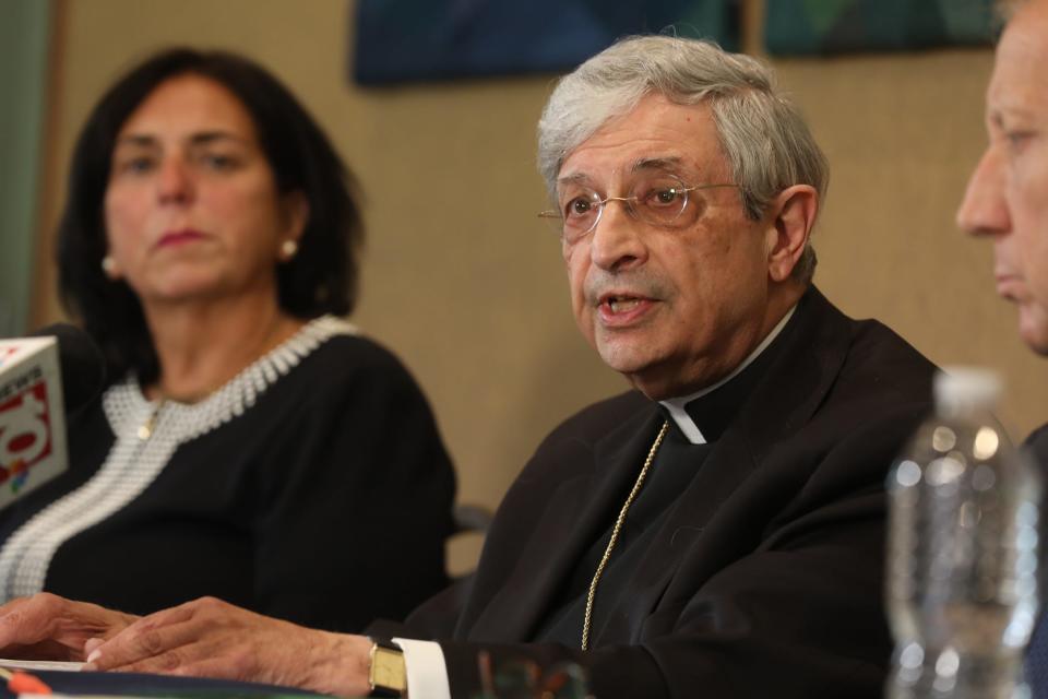 The Roman Catholic Diocese of Rochester filed for bankruptcy on Sept. 12, 2019.  The Diocese held a press conference talking about why they did that.  Bishop Salvatore R. Matano read from a prepared statement before answering questions with Lisa Passero CFO for the diocese, and Stephen Donato, with the law firm, Bond, Schoeneck, and King that is representing the diocese in the bankruptcy, beside him.