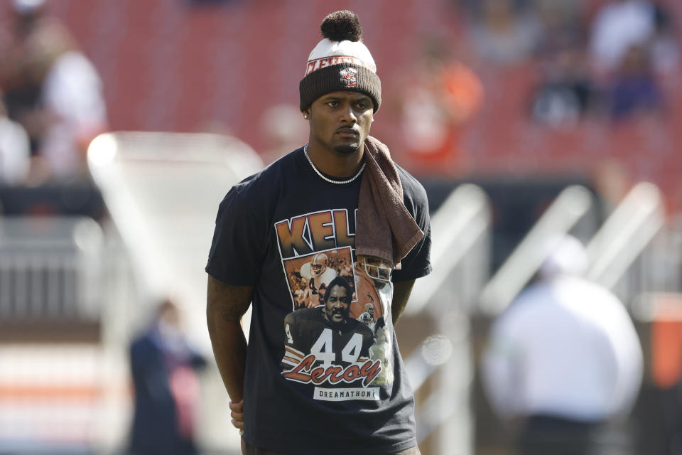 Deshaun Watson did not play in Week 4 due to a shoulder injury. (AP Photo/Ron Schwane)