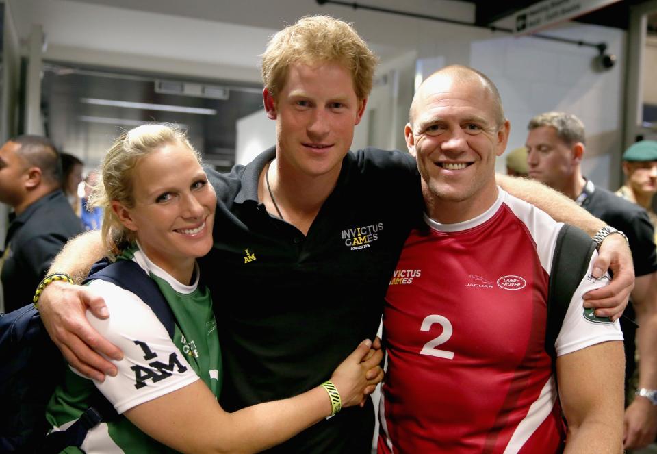 Zara Tindall with Mike Tindall and Prince Harry (Getty Images)