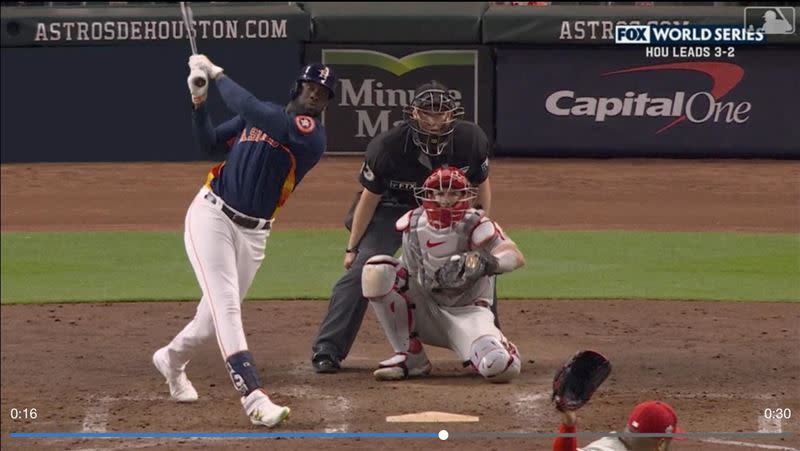 艾瓦瑞茲（Yordan Alvarez）敲出逆轉3分砲。（圖／翻攝自MLB推特）