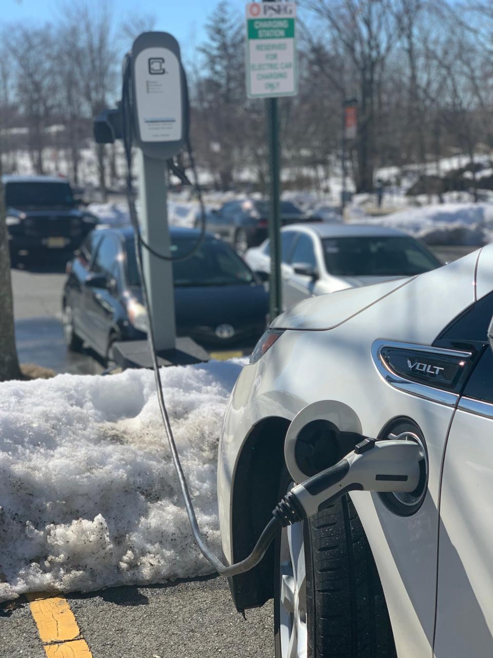 Electric car charging station at William Paterson University in Wayne, Feb. 25, 2021