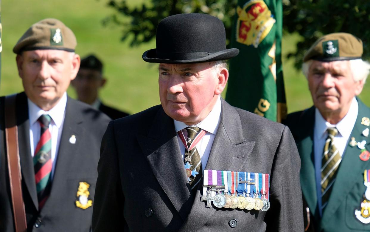 Commission Fea0091291 Centre- General Lord Richard Dannatt amongst some of the 300 members of the Green Howards regimental family gather at the National Memorial Arboretum near Alrewas (Staffordshire) to witness the Dedication of a Memorial Stone. It commemorates all Green Howards who served in the Regiment, especially those who died on operations or training between 1945 and 2006 and whose names are engraved on the impressive Arboretum Armed Forces Memorial. 19th September, 2 - John Robertson/Daily Telegraph