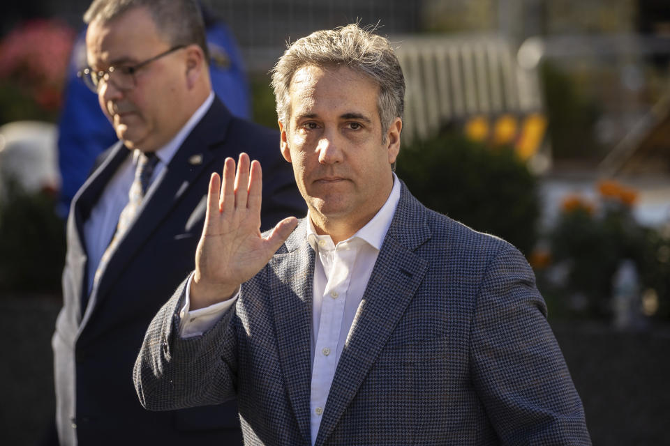 Michael Cohen arrives for former President Donald Trump's civil business fraud trial at New York Supreme Court, Tuesday, Oct. 24, 2023, in New York. (AP Photo/Yuki Iwamura)