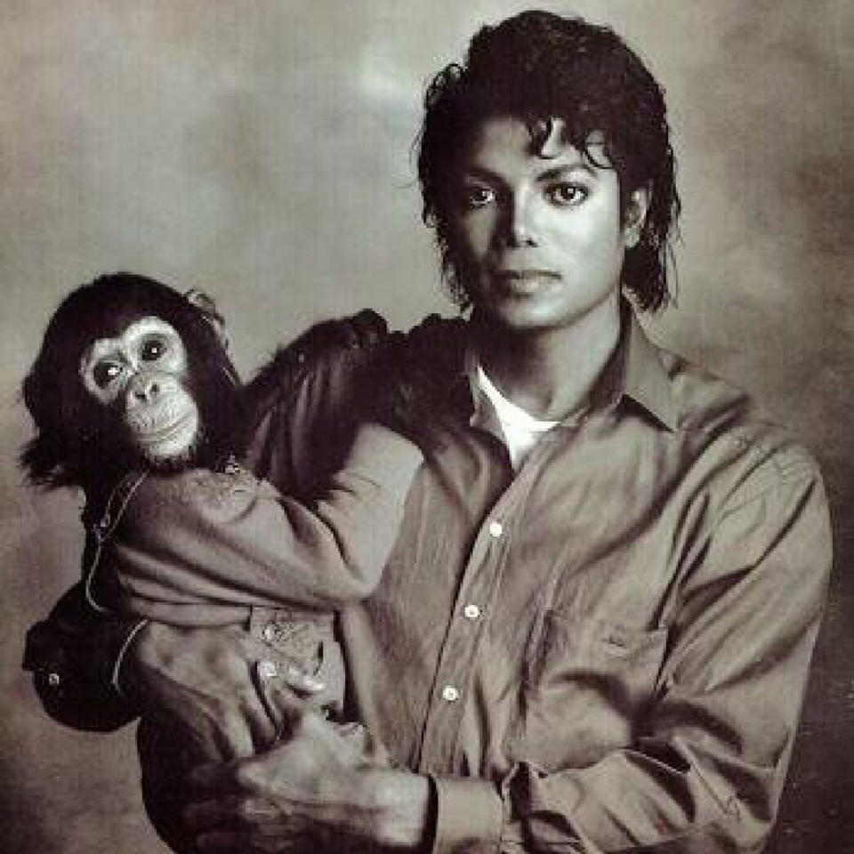 Michael Jackson and Bubbles (Credit: Newscom)