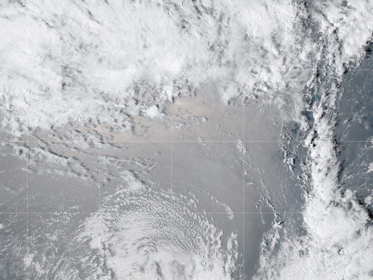 The GOES-17 satellite captured images of an umbrella cloud generated by the underwater eruption of the Hunga Tonga-Hunga Ha’apai volcano on Jan. 15, 2022.