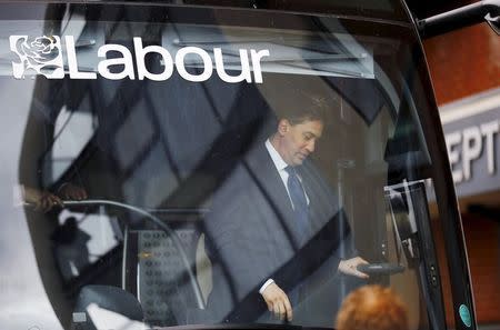 Britain's opposition Labour Party leader Ed Miliband arrives at a campaign event in Ipswich, eastern England April 22, 2015. REUTERS/Darren Staples