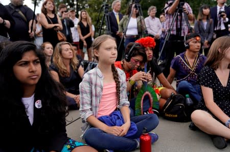 Sixteen year-old Swedish climate change activist Greta Thunberg at the Supreme Court in Washington