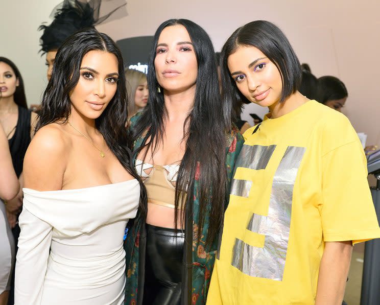 Kim Kardashian West, Aureta Thomollari and Kristen Noel Crawley celebrate The Launch Of KKW Beauty on June 20, 2017 in Los Angeles, California
