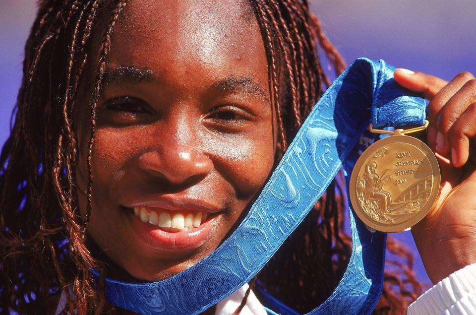 27 Sep 2000: Venus Williams of the USA wins gold in the Womens Tennis Singles at The NSW Tennis Centre on Day 12 of the Sydney 2000 Olympic Games in Sydney, Australia. \ Mandatory Credit: Clive Brunskill /Allsport