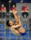 Ken Terauchi of Japan competes in men's diving 3m springboard semifinal at the Tokyo Aquatics Centre at the 2020 Summer Olympics, Tuesday, Aug. 3, 2021, in Tokyo, Japan. (AP Photo/Dmitri Lovetsky)