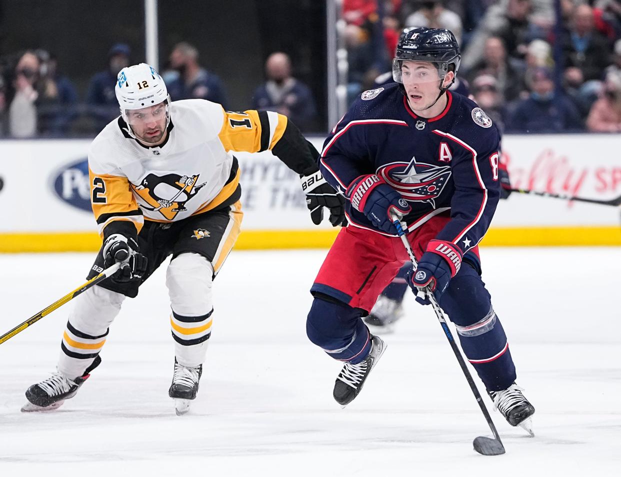 Blue Jackets defenseman Zach Werenski recorded 28:45 of ice time versus the Penguins Friday, one day after skating for 29:58 against the Flyers.
