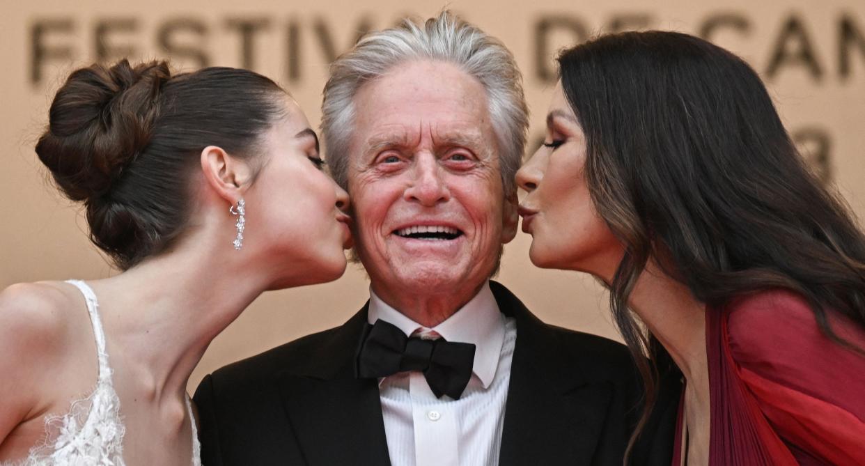 Carys Zeta Douglas, Michael Douglas and Catherine Zeta-Jones at the 2023 Cannes Film Festival. 