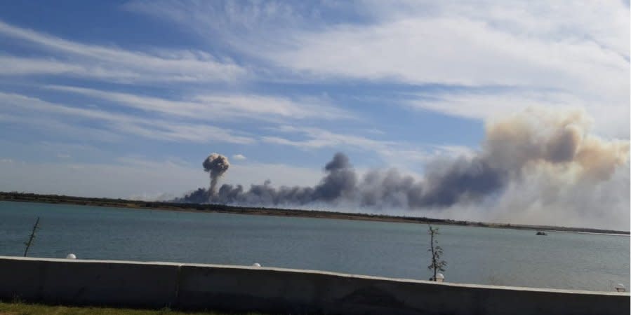 A blast in Novofedorivka village, Russian-occupied Crimea