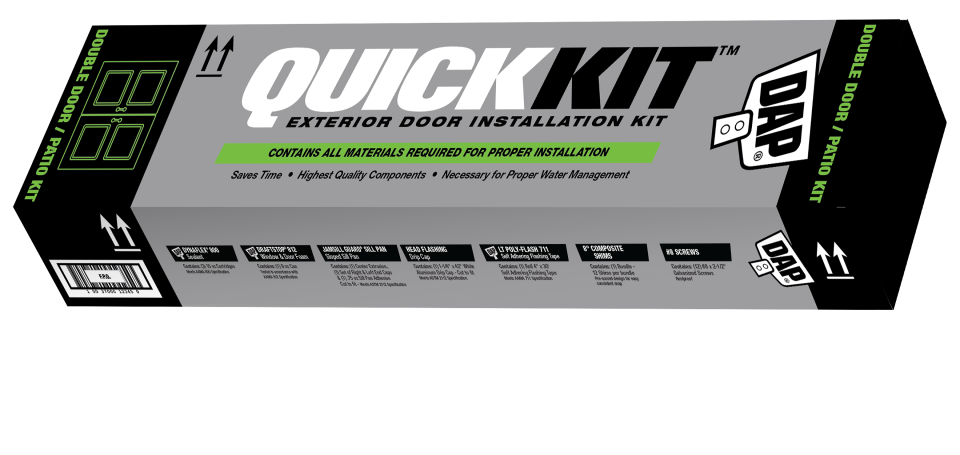 QuickKit exterior door installation kit with DAP brand.