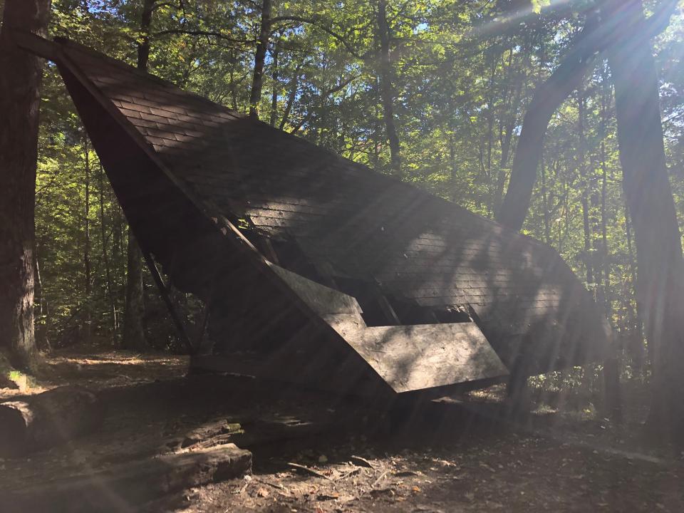 The old Butter Gap trail shelter before it was torn down in late October. A new shelter will go up in its place, protecting hikers from the elements as they rest.