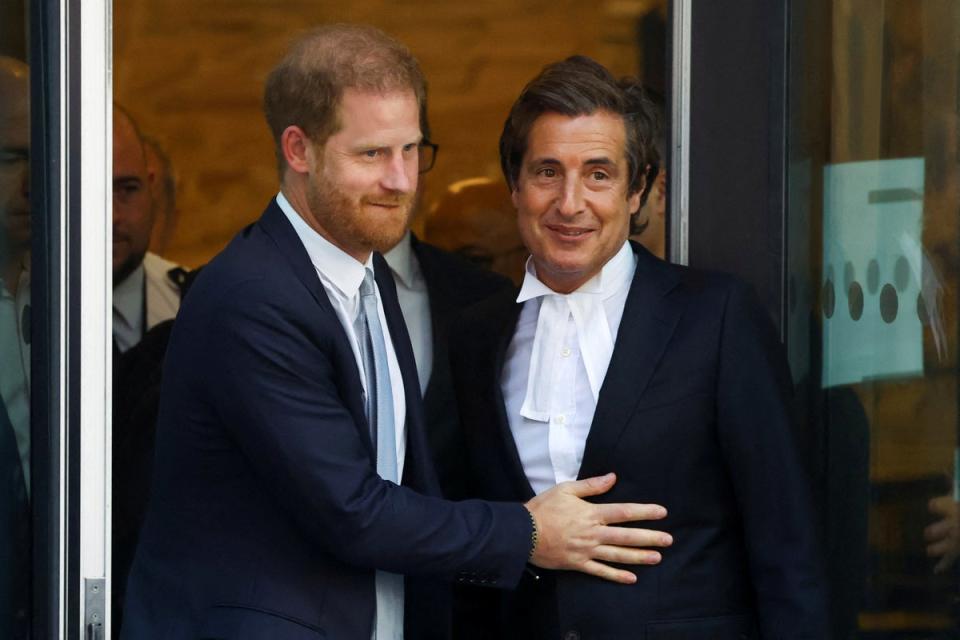 The Duke of Sussex with his lawyer David Sherborne (Reuters)