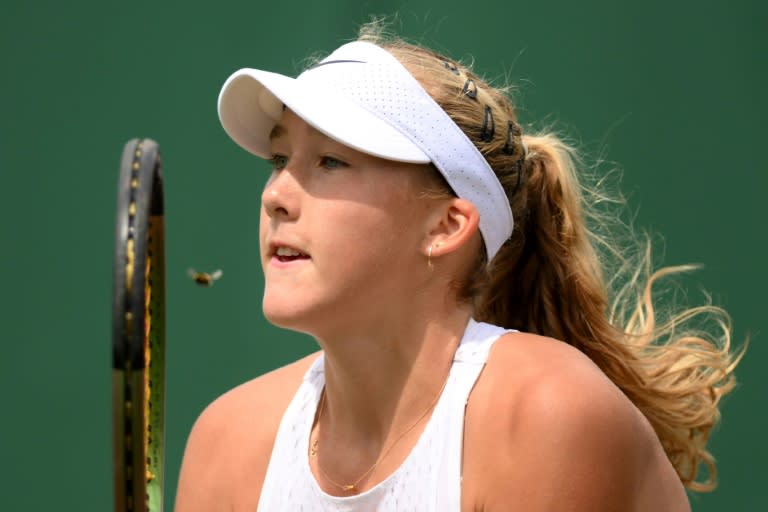 Making a bee line for Wimbledon: A bee flies close to Mirra Andreeva as she plays Madison Keys (Daniel LEAL)