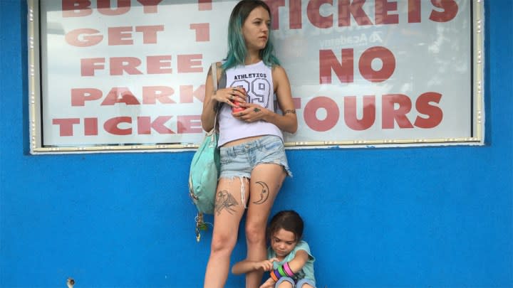 Bria Vinaite and Brooklynn Kimberly Prince in The Florida Project.