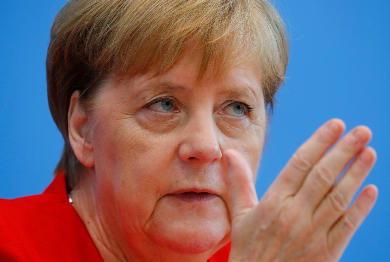 German Chancellor Angela Merkel evokes the lessons of Nazi Germany during the commemoration of the 75th anniversary of an assassination attempt on Adolf Hitler. (Photo: Hannibal Hanschke / Reuters)