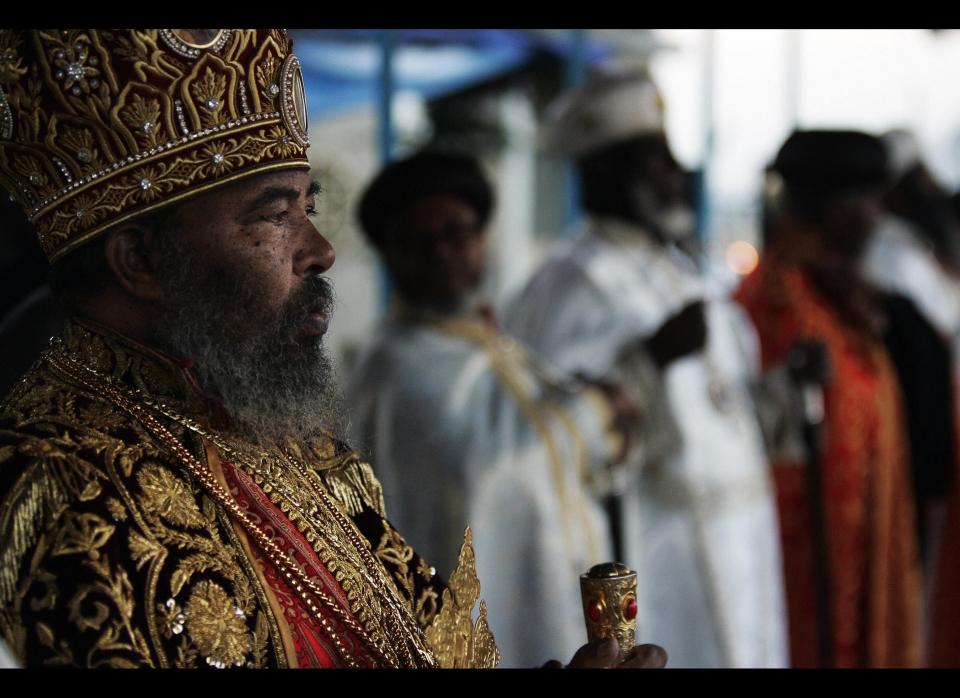 Ethiopian Orthodox Patriarch Paolos Abuna supervises&nbsp;the beginning of the Timket celebrations in Addis Ababa.