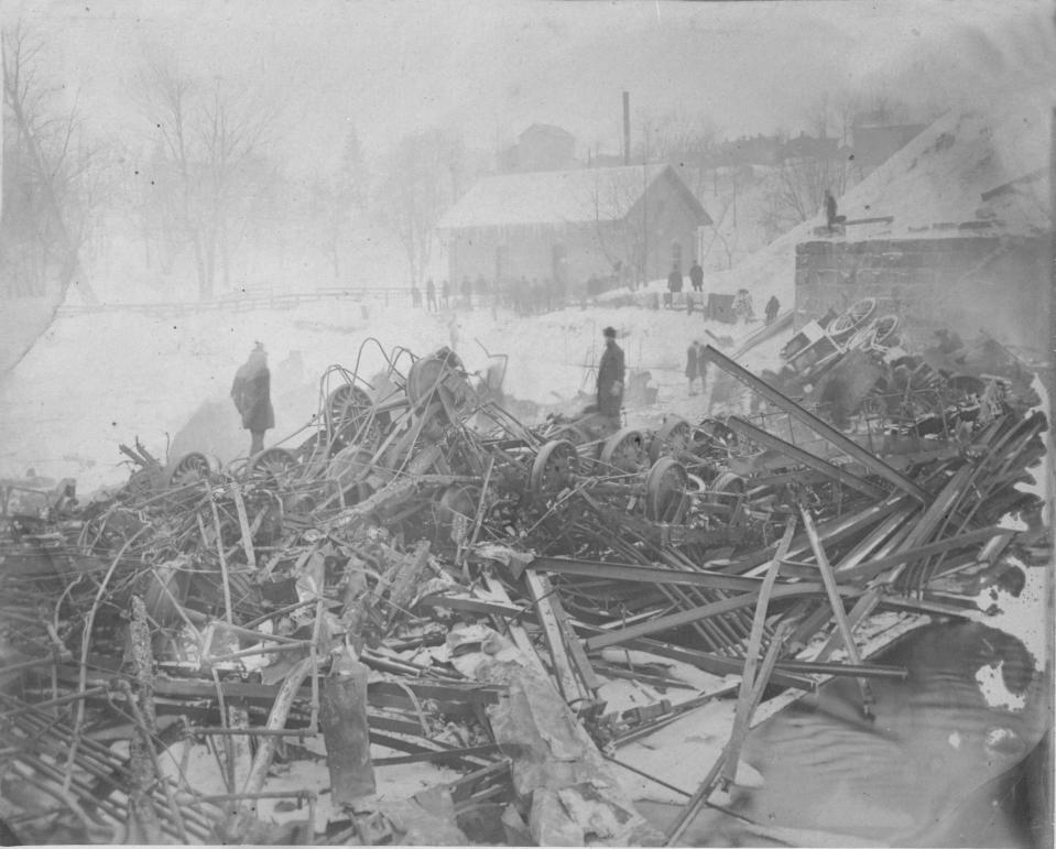 Wreckage is shown from a train crash in 1876 in Ashtabula. Len and Patti Brown of Canal Fulton have created a PBS documentary about the disaster. Stark State College also will hold a free screening of the film at 6 p.m. on March 29.