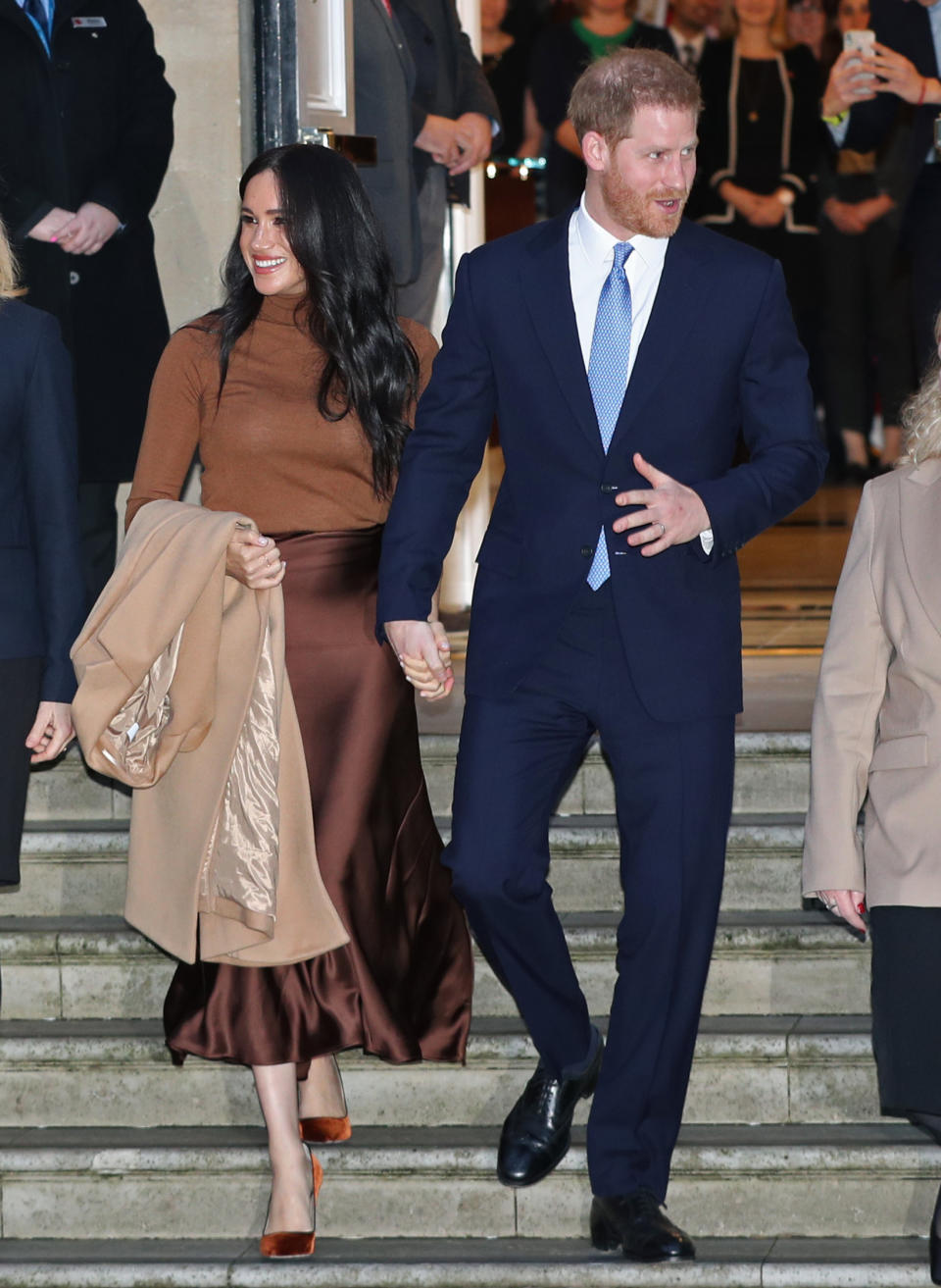 The Duke and Duchess of Sussex leaving after their visit to Canada House, central London, on Tuesday. Source: Yui Mok/PA Wire PA.