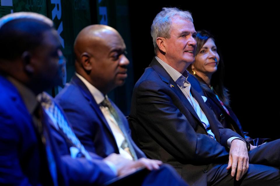 Gov. Phil Murphy, is shown at NJPAC (New Jersey Performing Arts Center), is shown during the announcement of the North To Shore Festival. Monday, March 13, 2023