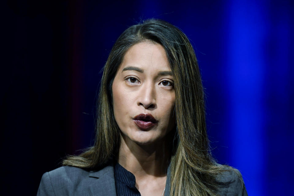 FILE - Georgia State Rep. Bee Nguyen participates in Georgia's secretary of state democratic primary election runoff debates, June 6, 2022, in Atlanta. (AP Photo/Brynn Anderson, File)