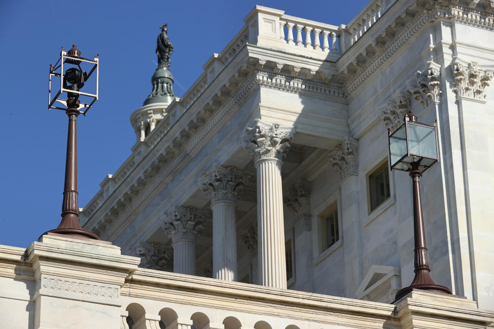 A surveillance camera is mounted inside a lamp on the West Front of the U.S. Capitol on Jan. 13, 2021, in Washington, D.C. (Photo: Chip Somodevilla via Getty Images)