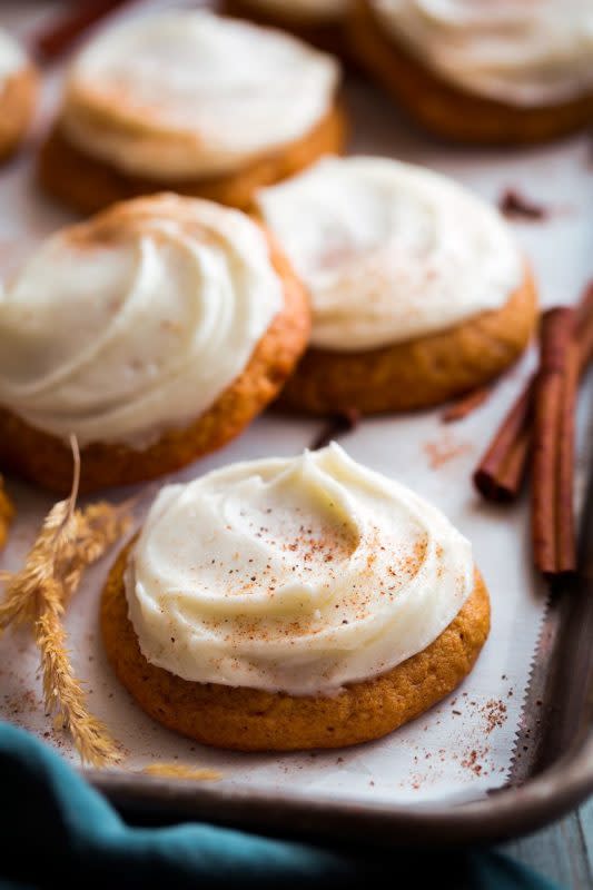 <p>Cooking Classy</p><p><strong>Get the recipe: <a href="https://www.cookingclassy.com/pumpkin-cookies-with-cream-cheese-frosting/" rel="nofollow noopener" target="_blank" data-ylk="slk:Pumpkin Cookies with Cream Cheese Frosting;elm:context_link;itc:0;sec:content-canvas" class="link ">Pumpkin Cookies with Cream Cheese Frosting</a></strong></p>