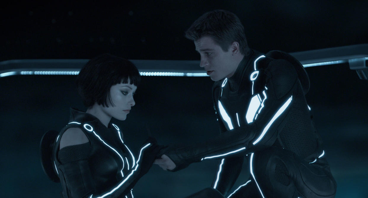 Olivia Wilde and Garrett Hedlund in a still from Tron: Legacy. (Disney)