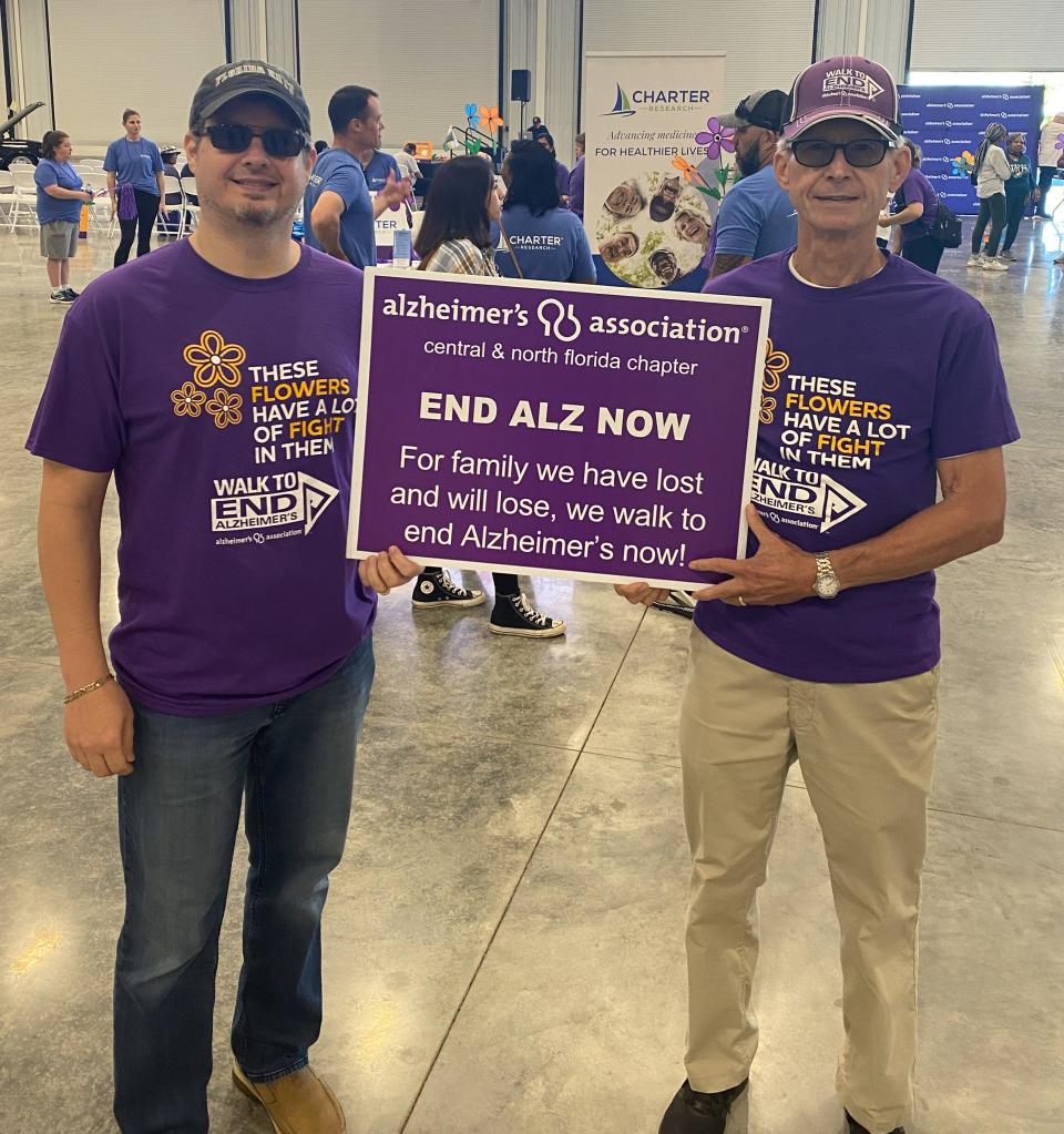 Ed Hancock of Ocala, right, and his family participated in the Alzheimer’s Association Walk to End Alzheimer’s at the World Equestrian Center.