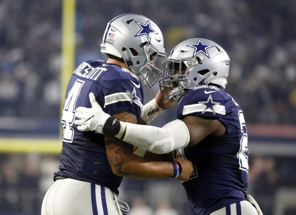 Once again, Dallas Cowboys rookies Dak Prescott, left, and Ezekiel Elliott led the team to victory. (AP)