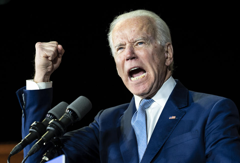 LOS ANGELES, UNITED STATES - MARCH 03, 2020: Former Vice President and Democratic presidential candidate Joe Biden speaks during a campaign rally in Los Angeles.- PHOTOGRAPH BY Ronen Tivony / Echoes Wire/ Barcroft Studios / Future Publishing (Photo credit should read Ronen Tivony / Echoes Wire/Barcroft Media via Getty Images)