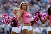 <p>Tennessee Titans cheerleaders perform during the game between the Tennessee Titans and Cleveland Browns at Nissan Stadium on October 16, 2016 in Nashville, Tennessee. (Photo by Andy Lyons/Getty Images)) </p>