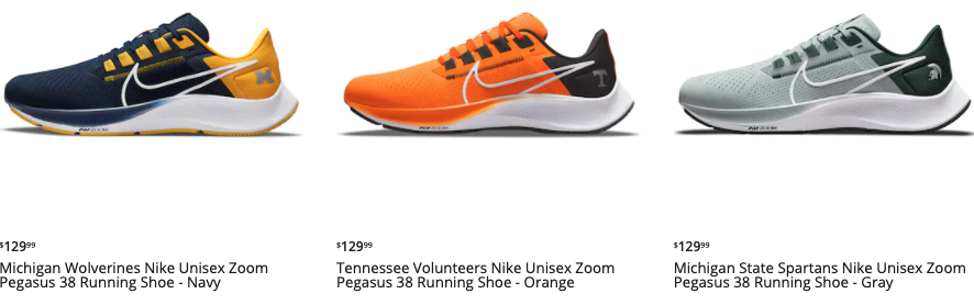 2021 NCAA Nike Pegasus 38 Sneakers