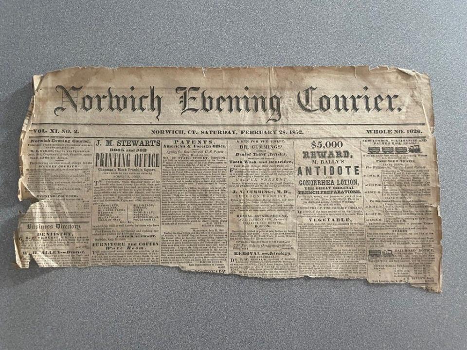 The oldest newspaper masthead in our collection, dating from 1852.