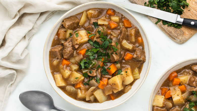 Beef stew in a bowl