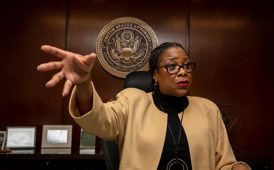 U.S. Attorney for the Eastern District of Michigan Dawn Ison sits inside her office during an interview in Detroit on Tuesday, Dec. 19, 2023.