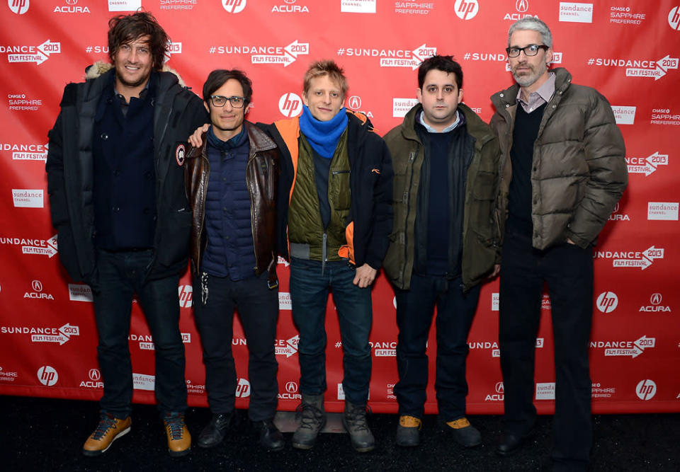 PARK CITY, UT - JANUARY 17: (L-R) Producer Thomas Benski, actor/producer Gael Garcia Bernal, director Marc Silver, producer Lucas Ochoa and screenwriter Mark Monroe attend the "Who Is Dayani" premiere during the 2013 Sundance Film Festival at The Marc Theatre on January 17, 2013 in Park City, Utah. (Photo by Amanda Edwards/Getty Images)