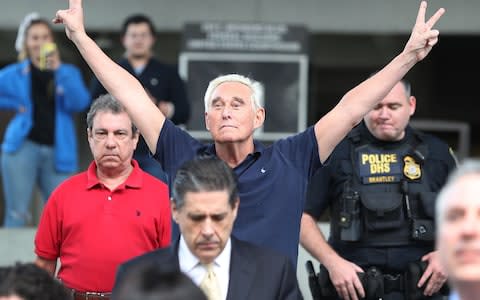 Roger Stone after his court appearance on Friday - Credit: Getty