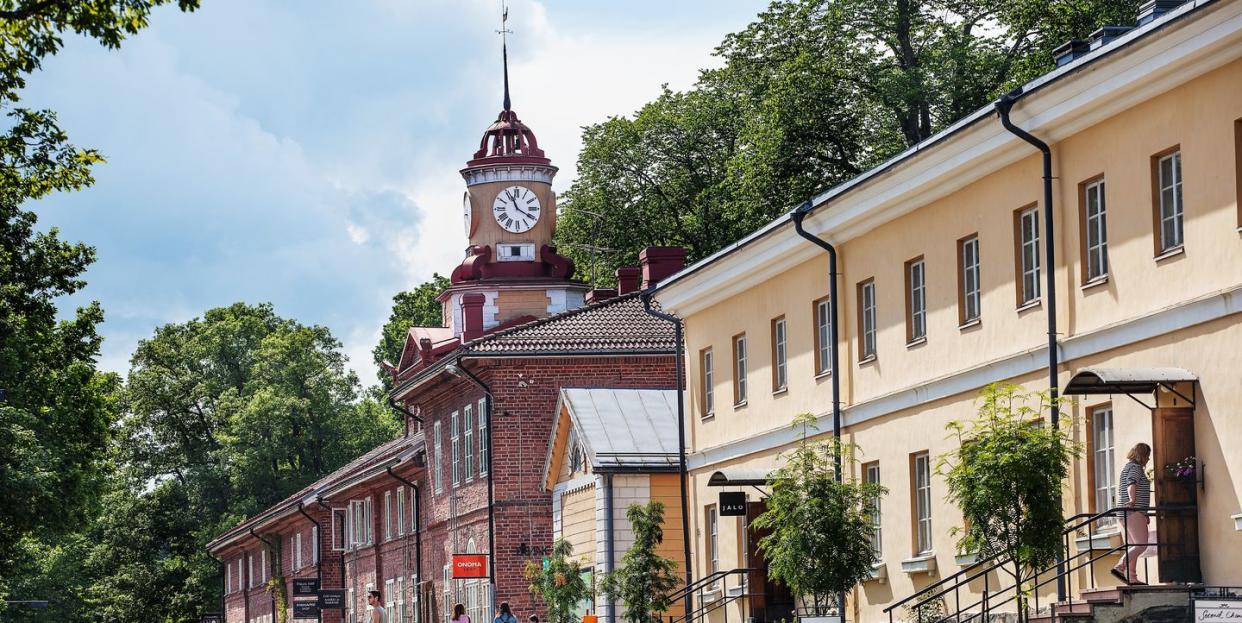 small town with clocktower