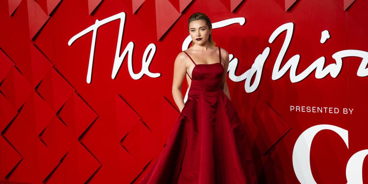 london, england december 05 florence pugh attends the fashion awards 2022 at the royal albert hall on december 05, 2022 in london, england photo by samir husseinwireimage