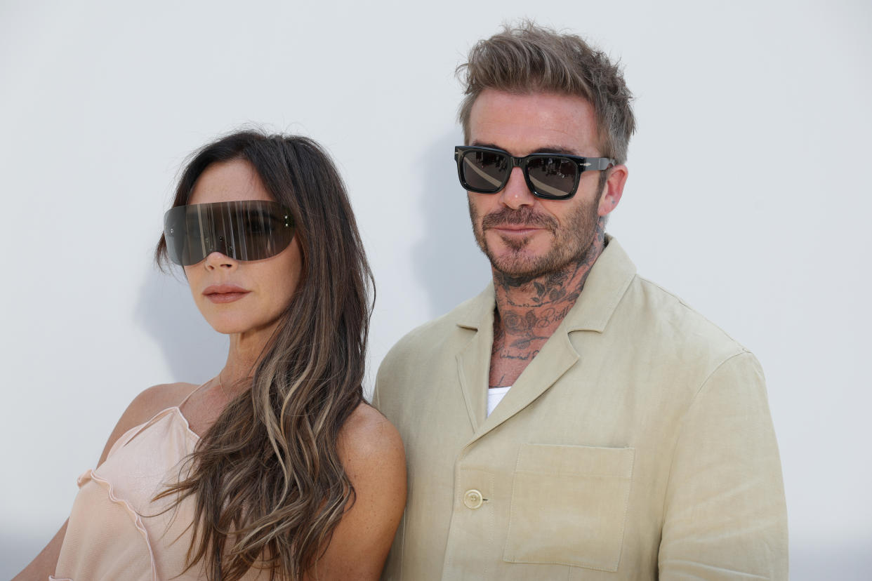 Victoria and David Beckham pictured. The couple have discussed David's mental health after his red card. (Getty Images)