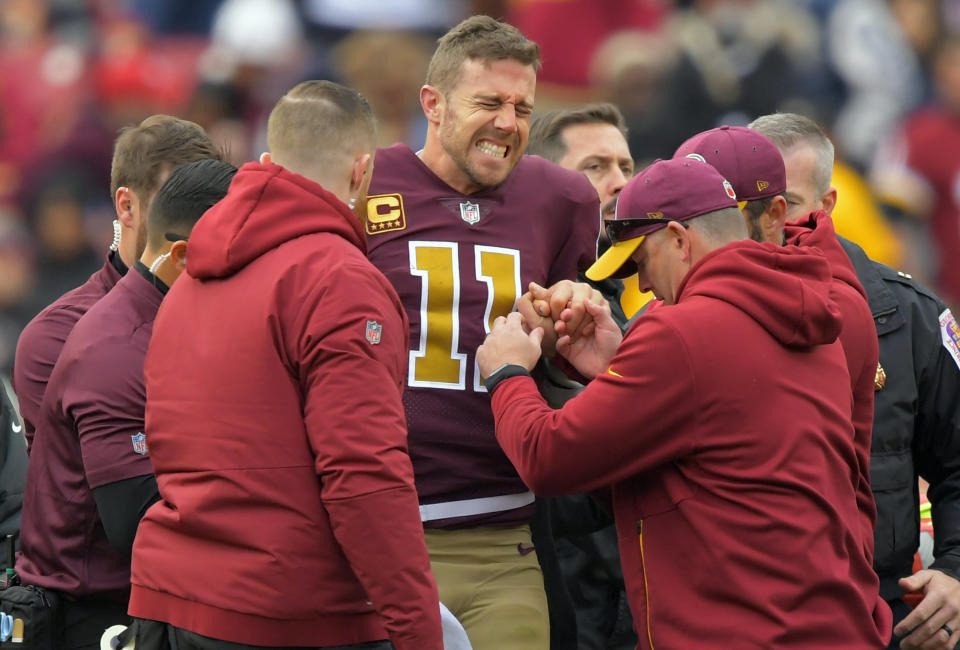 Alex Smith's leg injury left Washington in a desperate quarterback situation. (Getty)