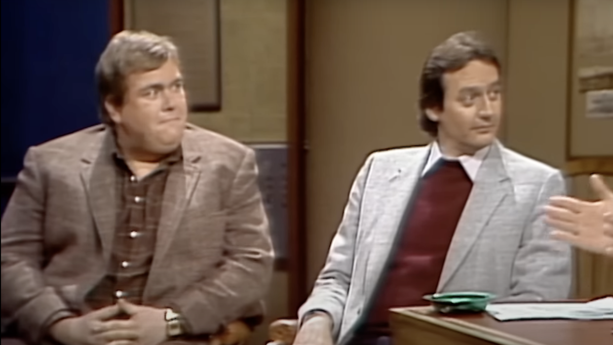  John Candy and Joe Flaherty on Late Night with David Letterman. 