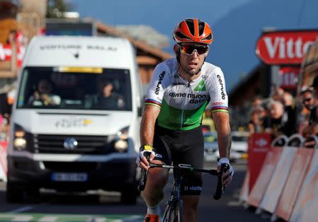 Cycling - Tour de France - The 108.5-km Stage 11 from Albertville to La Rosiere Espace San Bernardo - July 18, 2018 - Dimension Data rider Mark Cavendish of Britain finishes. REUTERS/Stephane Mahe