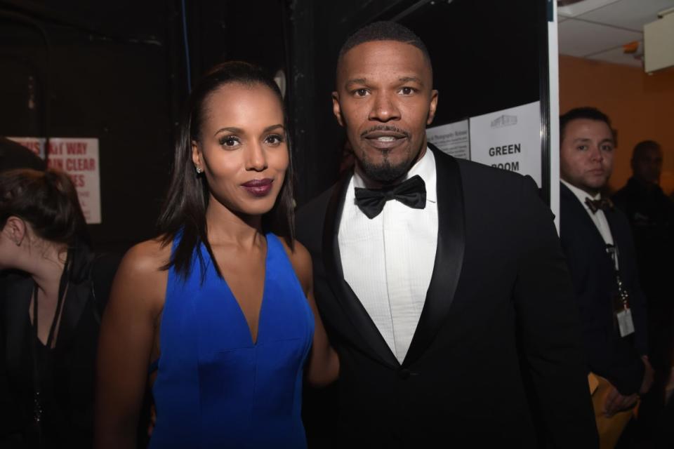 Kerry Washington and Jamie Foxx pose backstage at the 2016 ABFF Awards